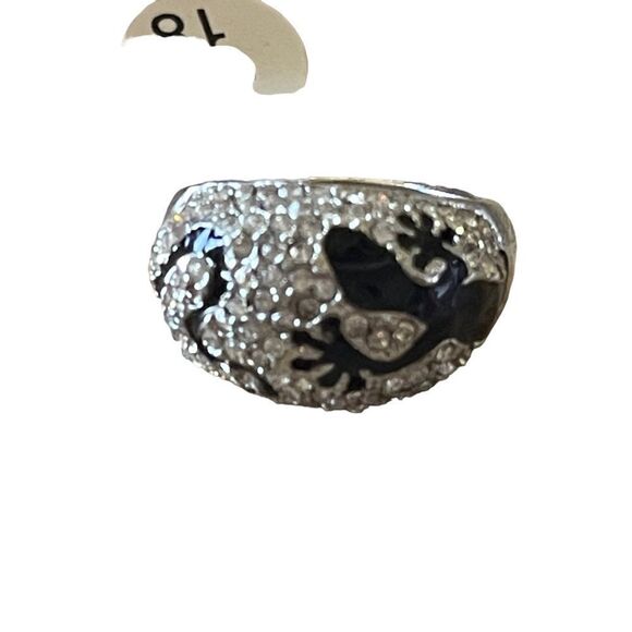 NWT rhinestone ring with black gecko design ring US size 8 - Picture 6 of 8